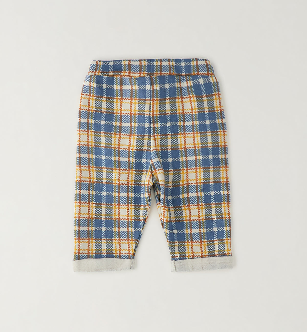 PANTALONE IN FELPA QUADRI AZZURRO E GIALLI