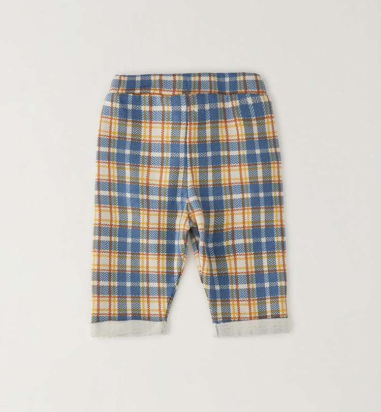 PANTALONE IN FELPA QUADRI AZZURRO E GIALLI