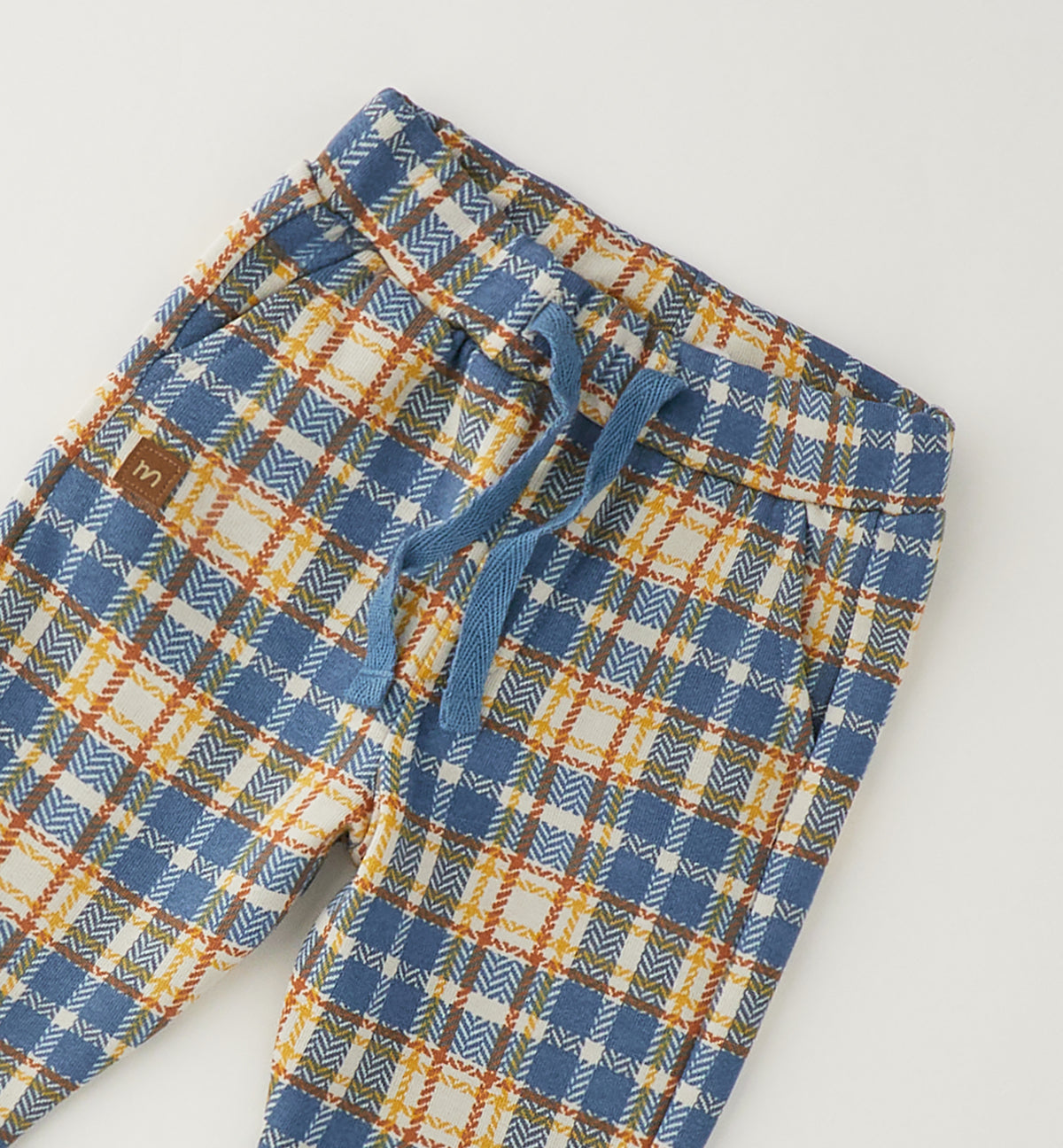 PANTALONE IN FELPA QUADRI AZZURRO E GIALLI