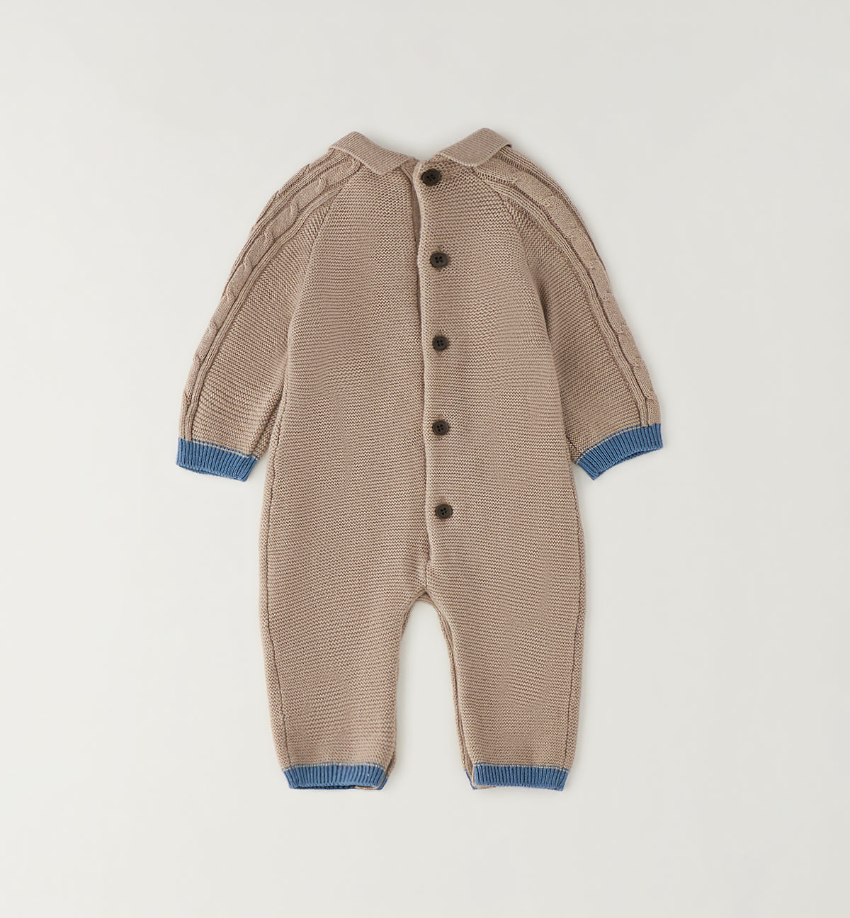 TUTINA TRECCIA IN TRICOT TORTORA CON RIPORTI PETROLIO