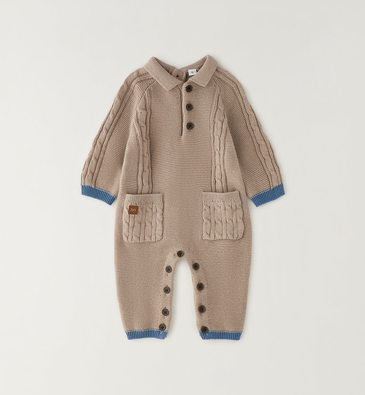 TUTINA TRECCIA IN TRICOT TORTORA CON RIPORTI PETROLIO