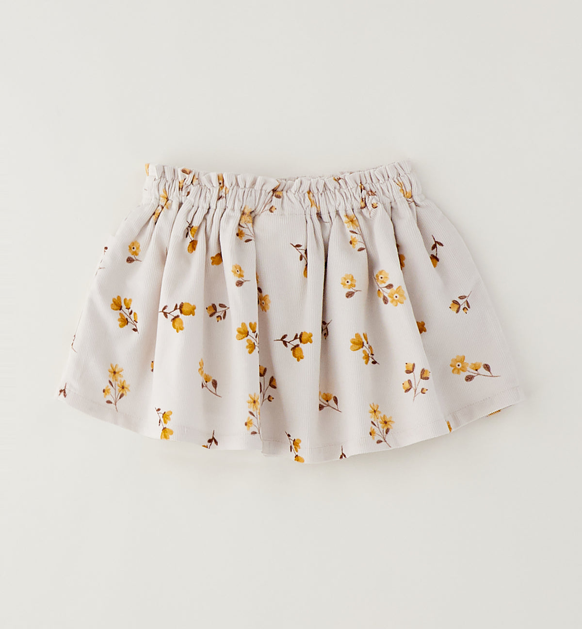 GONNA IN VELLUTO A COSTINE FONDO BEIGE FIORI GIALLI