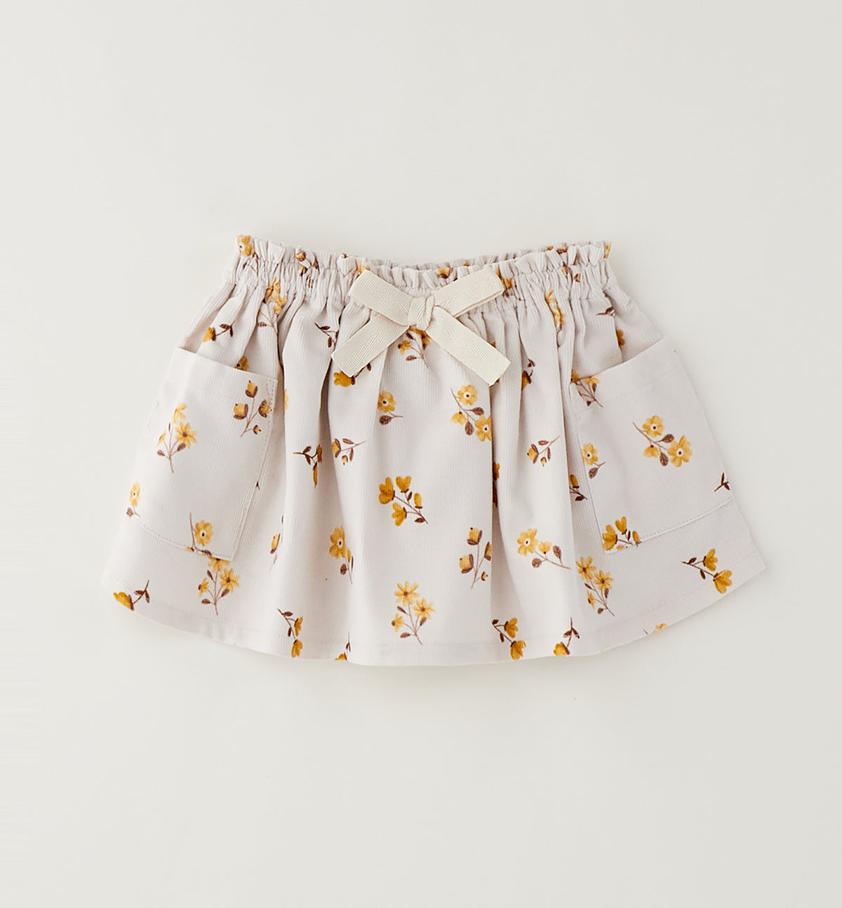 GONNA IN VELLUTO A COSTINE FONDO BEIGE FIORI GIALLI