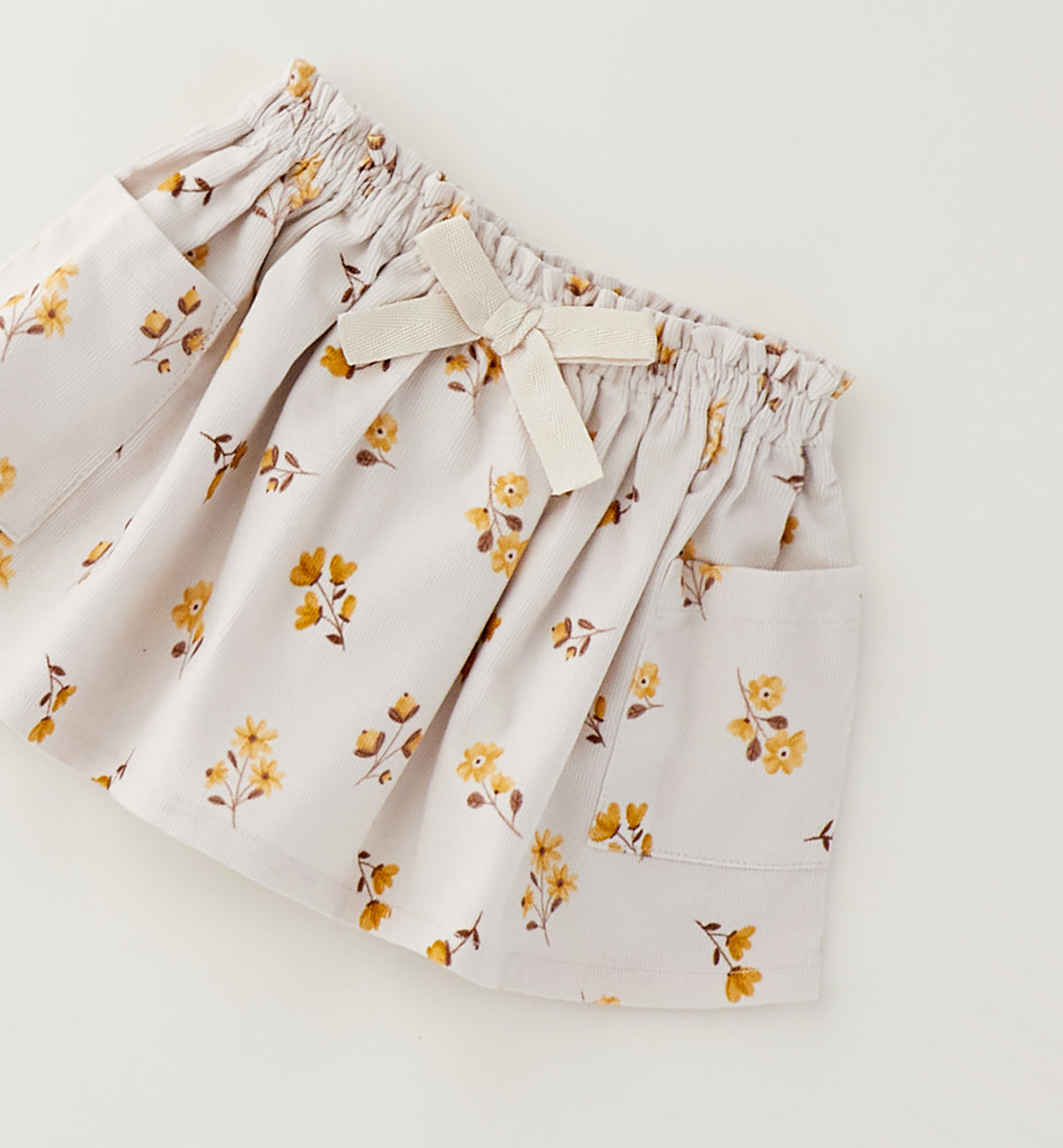 GONNA IN VELLUTO A COSTINE FONDO BEIGE FIORI GIALLI
