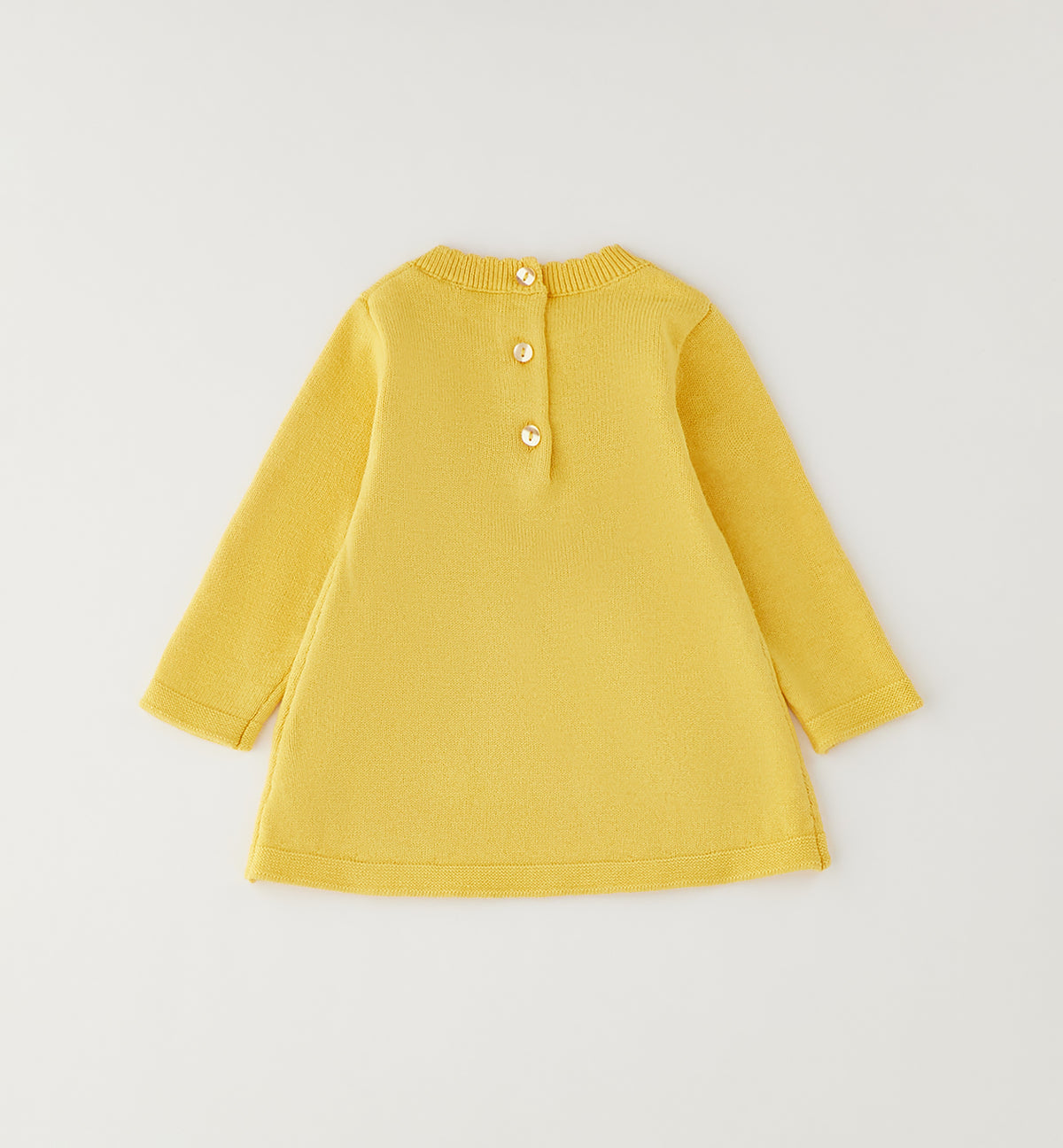 ABITO TRICOT GIALLO FIORI RIALZATI RICAMATI