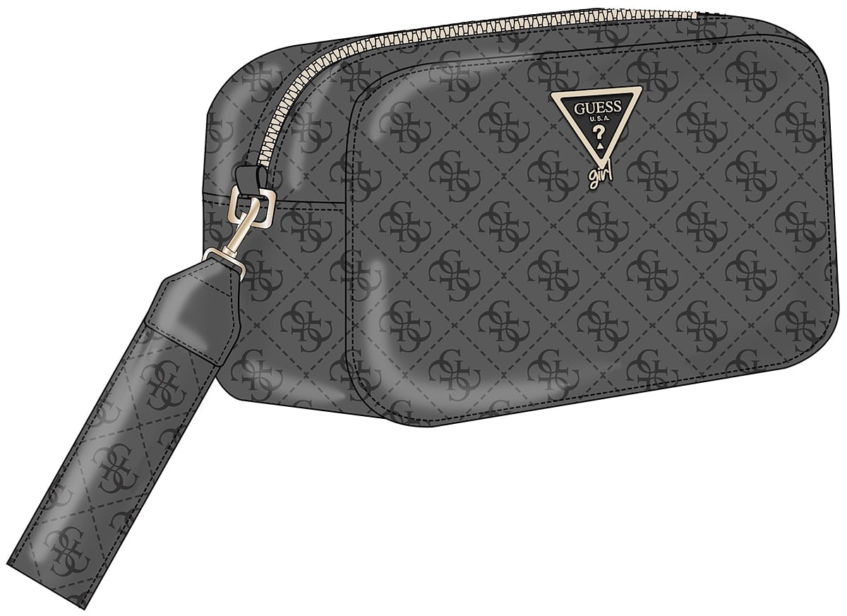POCHETTE/TRACOLLA GUESS NERA FANTASIA LOGATA