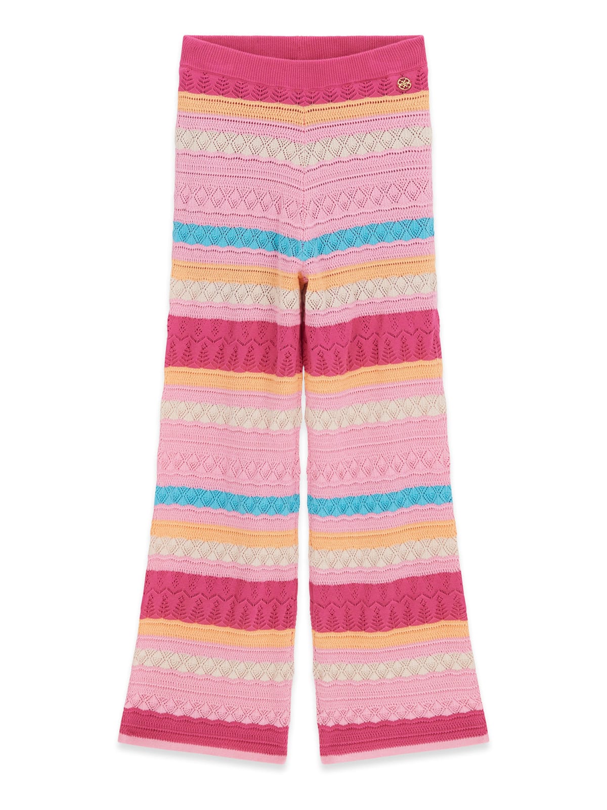 Pantalone Guess fasce multicolor effetto uncinetto