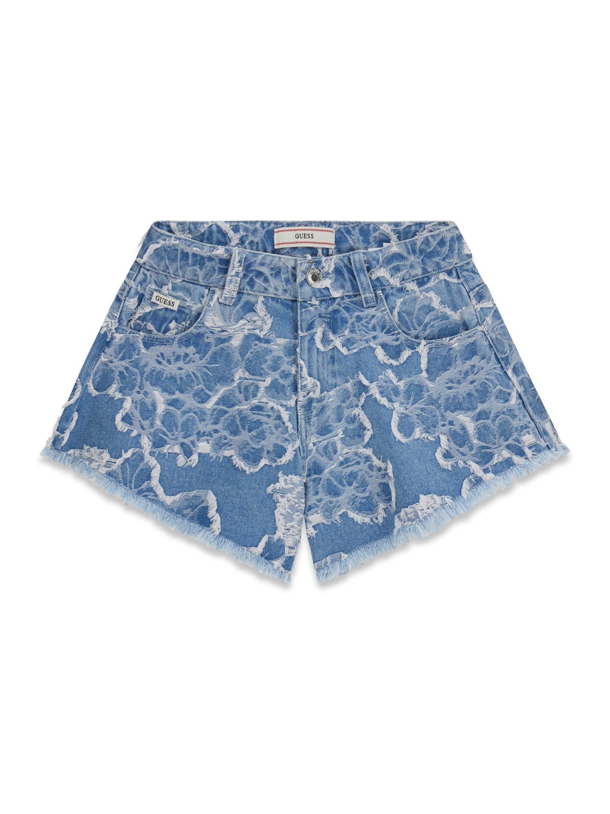 Short jeans Guess fantasia fiori sfrangiati