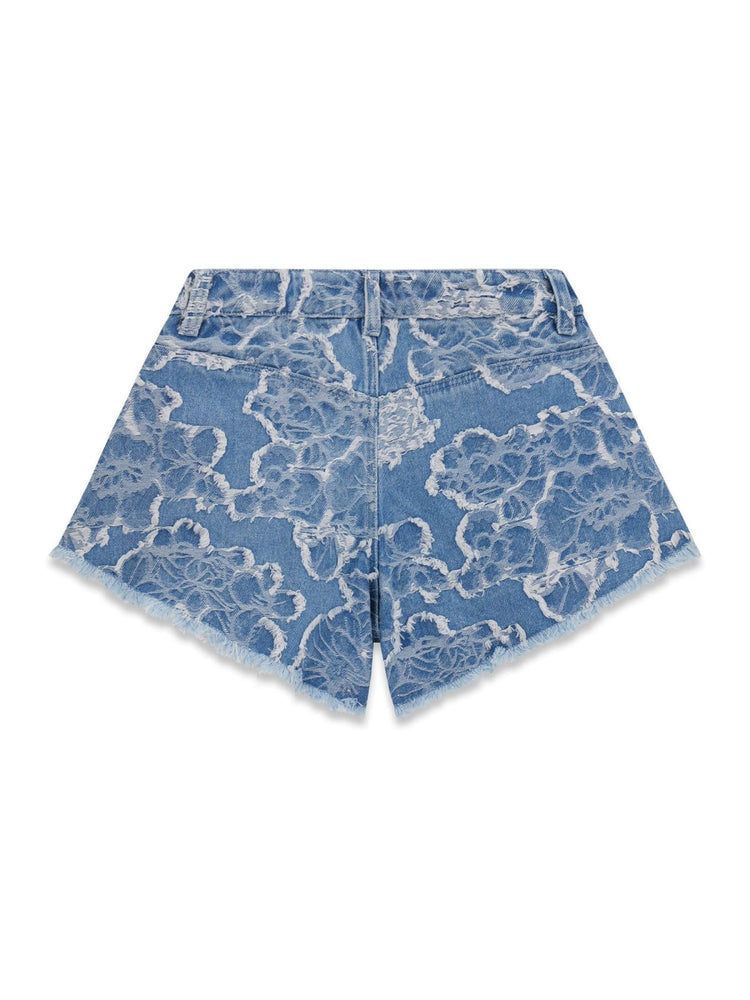 Short jeans Guess fantasia fiori sfrangiati