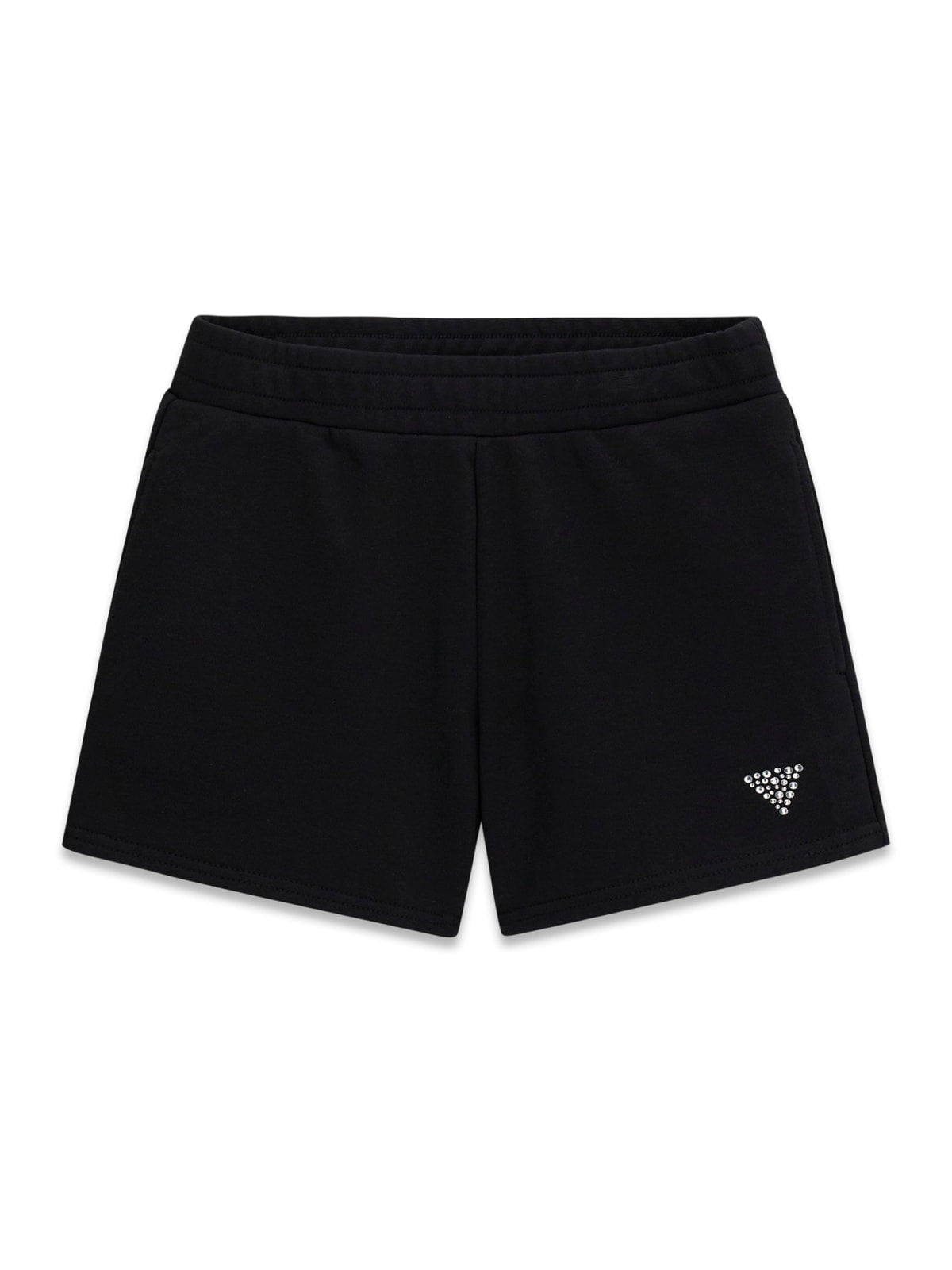 Short in felpa Guess e logo strass - Nero