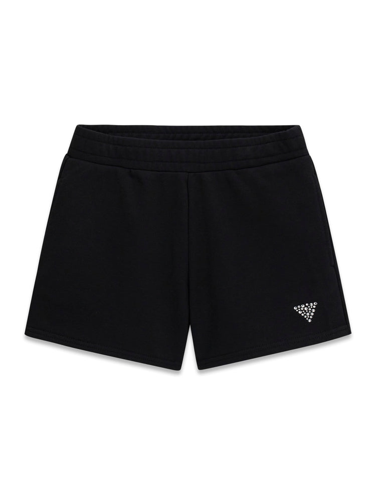 Short in felpa Guess e logo strass - Nero