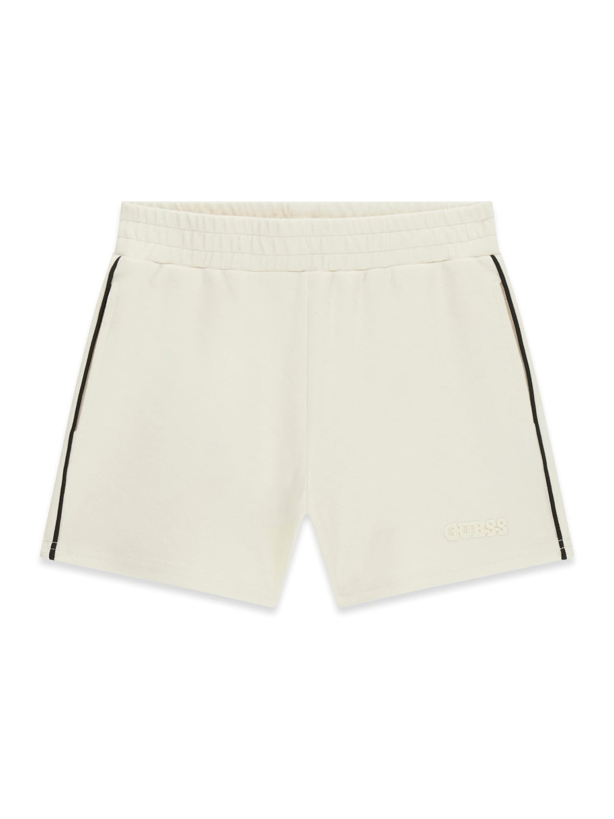 Short in felpa Guess con riga nera laterale - Crema
