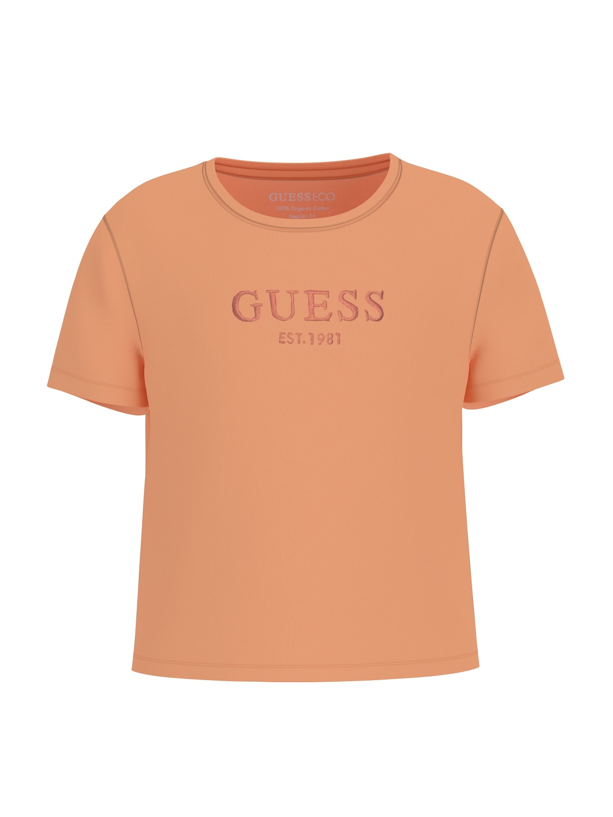 T-Shirt Guess crop basica tinta unita - Arancio