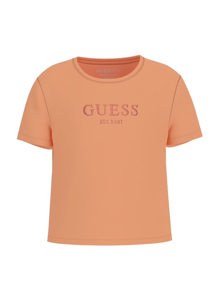T-Shirt Guess crop basica tinta unita - Arancio