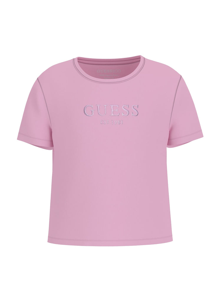 T-Shirt Guess crop basica tinta unita - Glicine