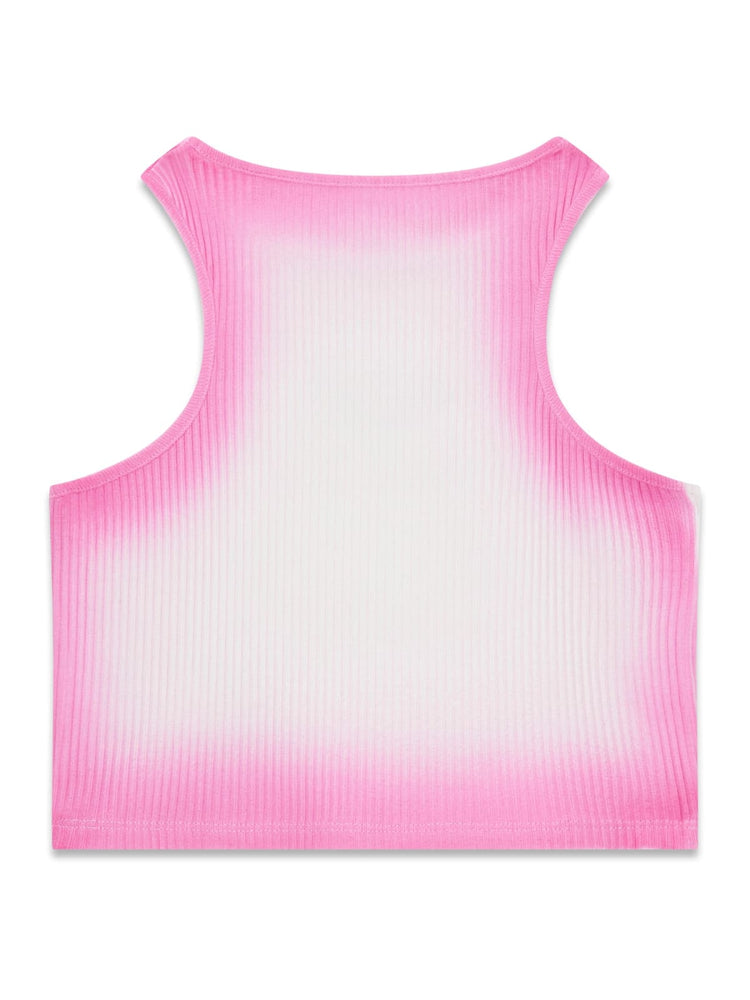Top crop Guess a costine sfumato - Bianco/Fuxia