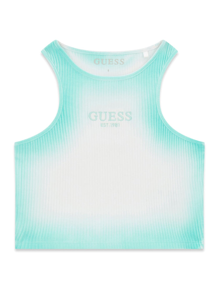Top crop Guess a costine sfumato - Bianco/Verde menta