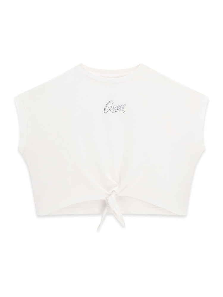 T-Shirt Guess con nodo tinta unita - Bianco