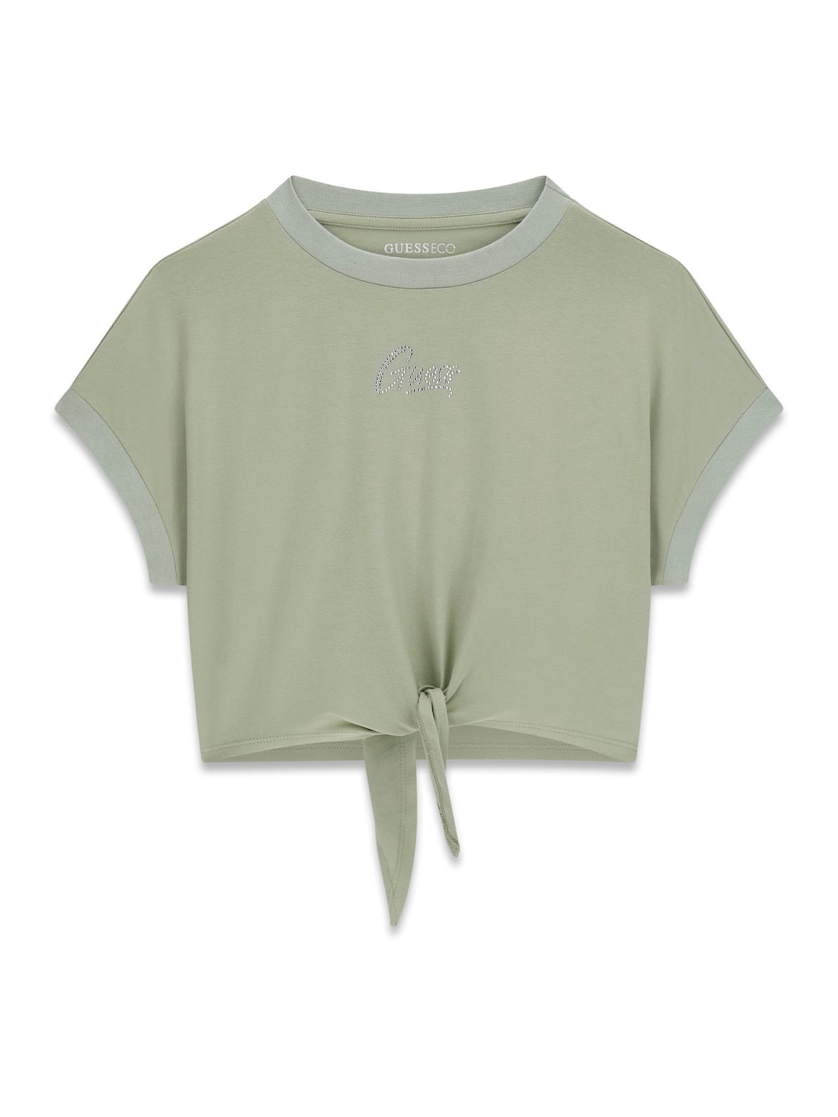 T-Shirt Guess con nodo tinta unita - Verde salvia
