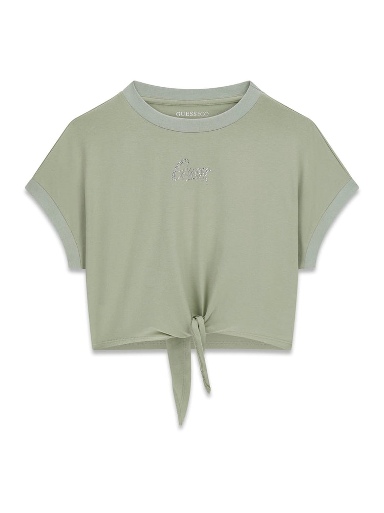 T-Shirt Guess con nodo tinta unita - Verde salvia