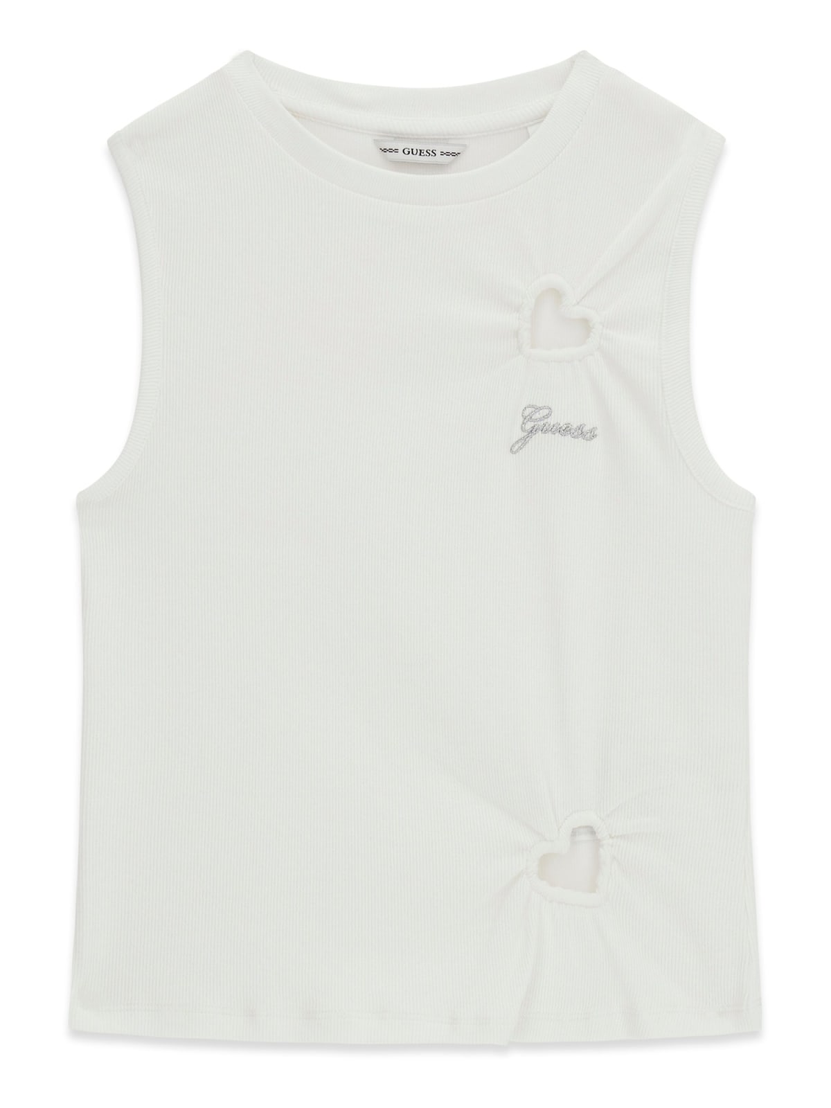 T-Shirt cuore Guess a costine - Bianco