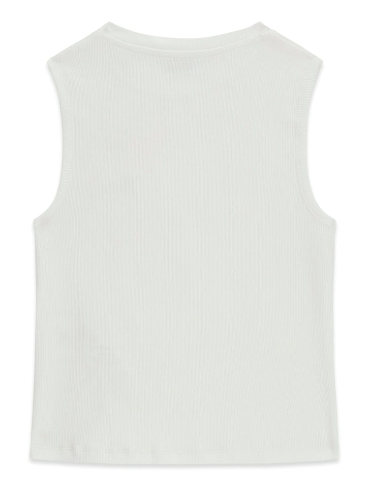 T-Shirt cuore Guess a costine - Bianco