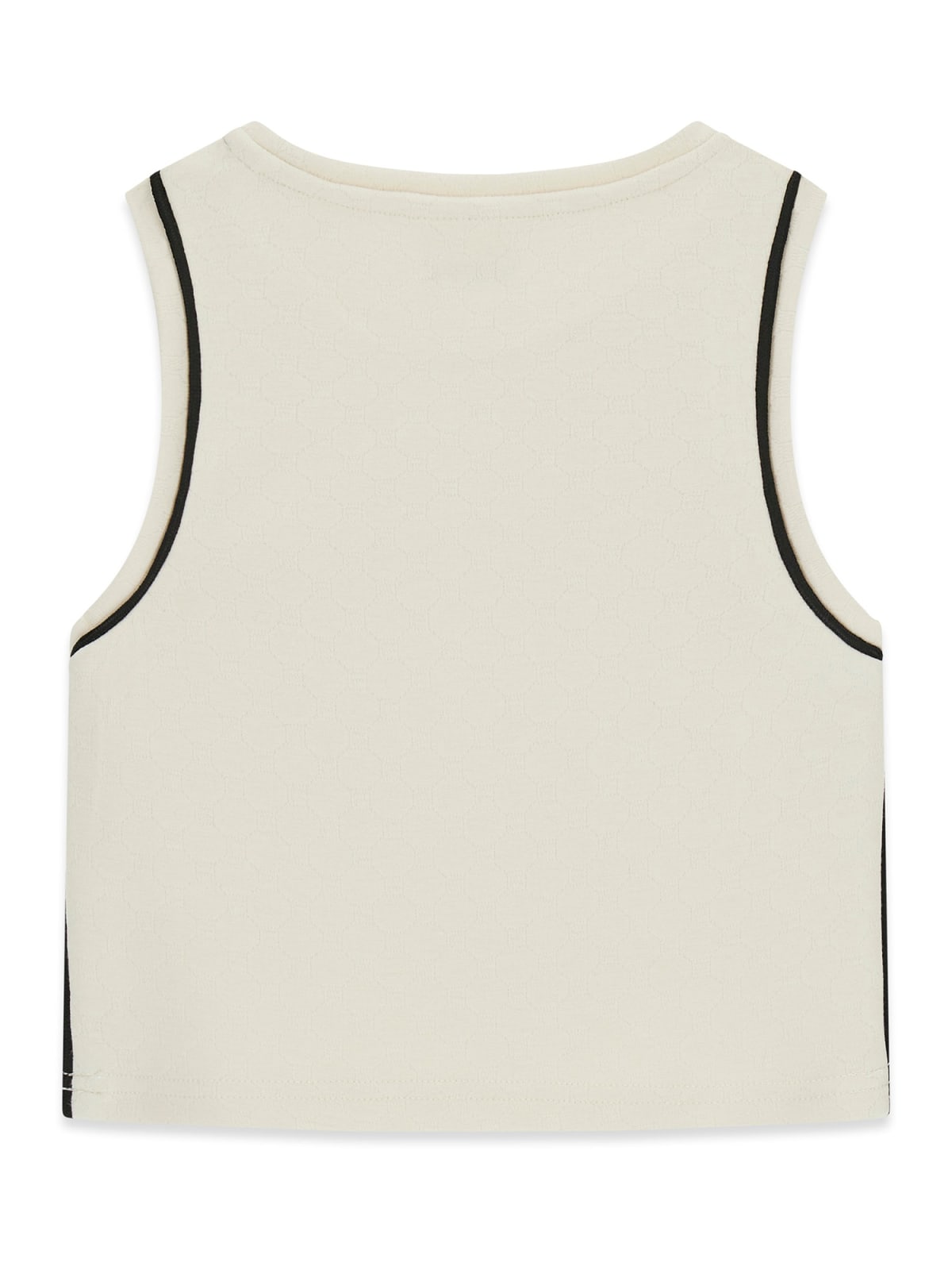 Top crop in felpa Guess con riga nera laterale - Crema