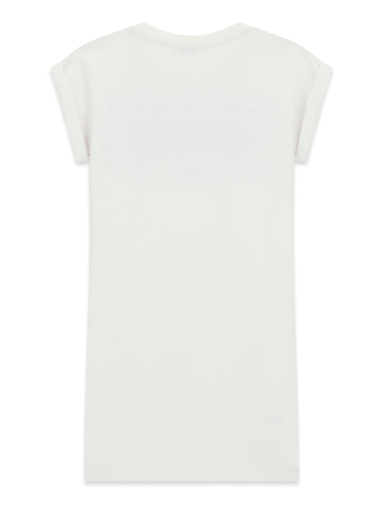 Abito in felpa Guess logo con strass - Bianco