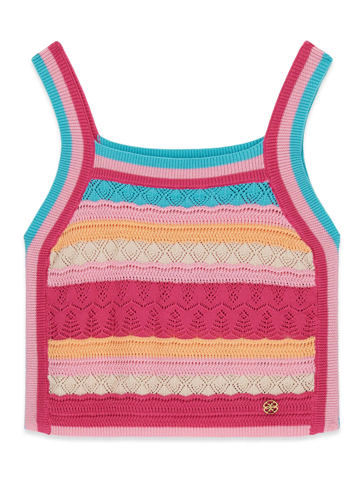 Top Guess uncinetto a fasce - Beige/Rosa Fuxia