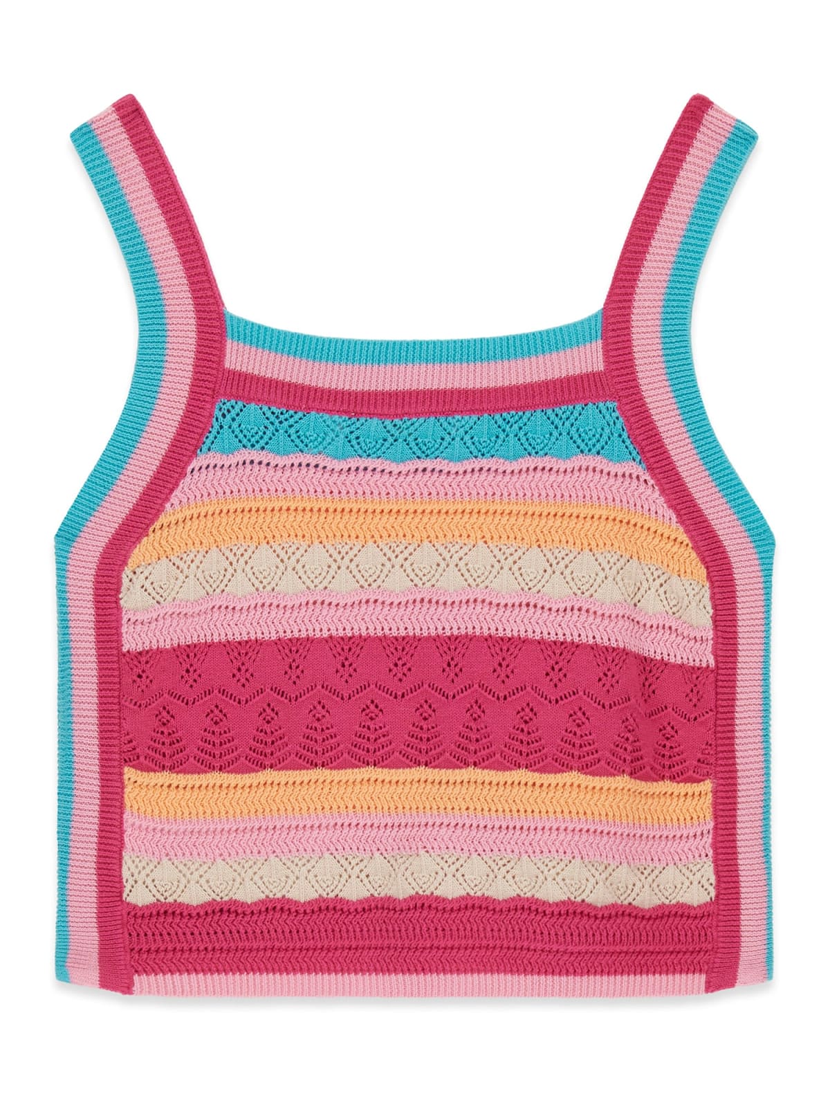 Top Guess uncinetto a fasce - Beige/Rosa Fuxia