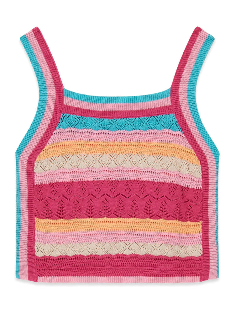 Top Guess uncinetto a fasce - Beige/Rosa Fuxia