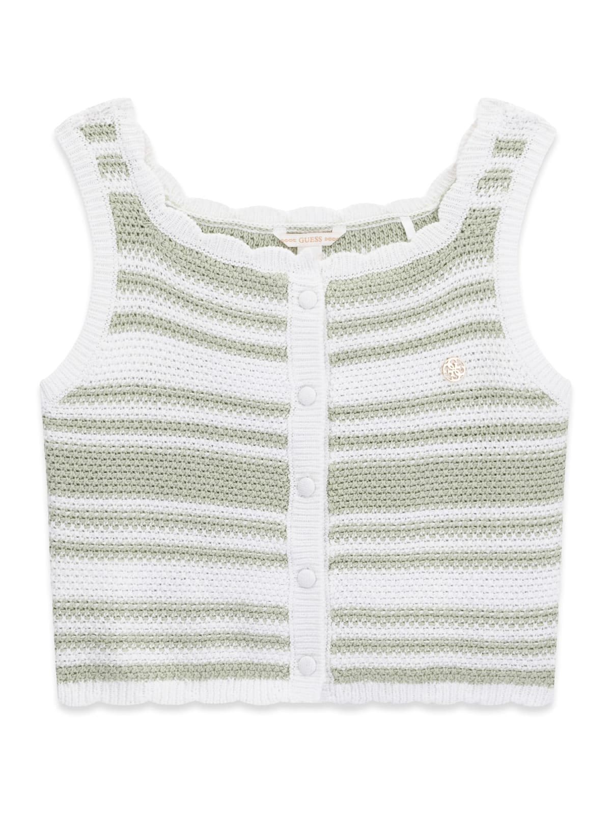 Top Guess uncinetto a fasce - Bianco/Verde Salvia