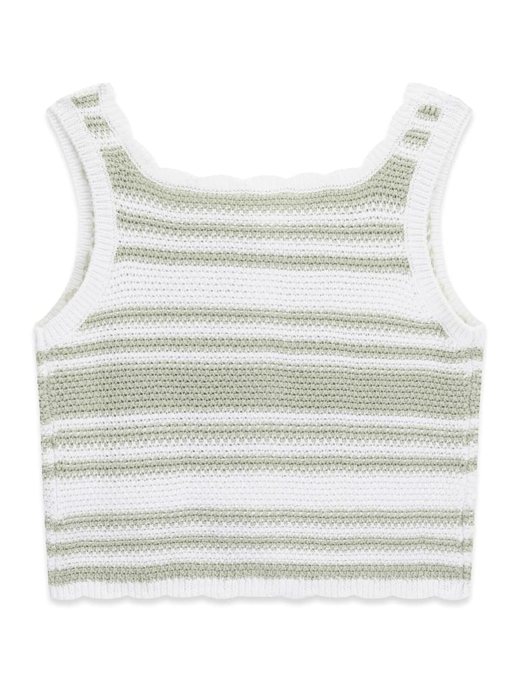 Top Guess uncinetto a fasce - Bianco/Verde Salvia