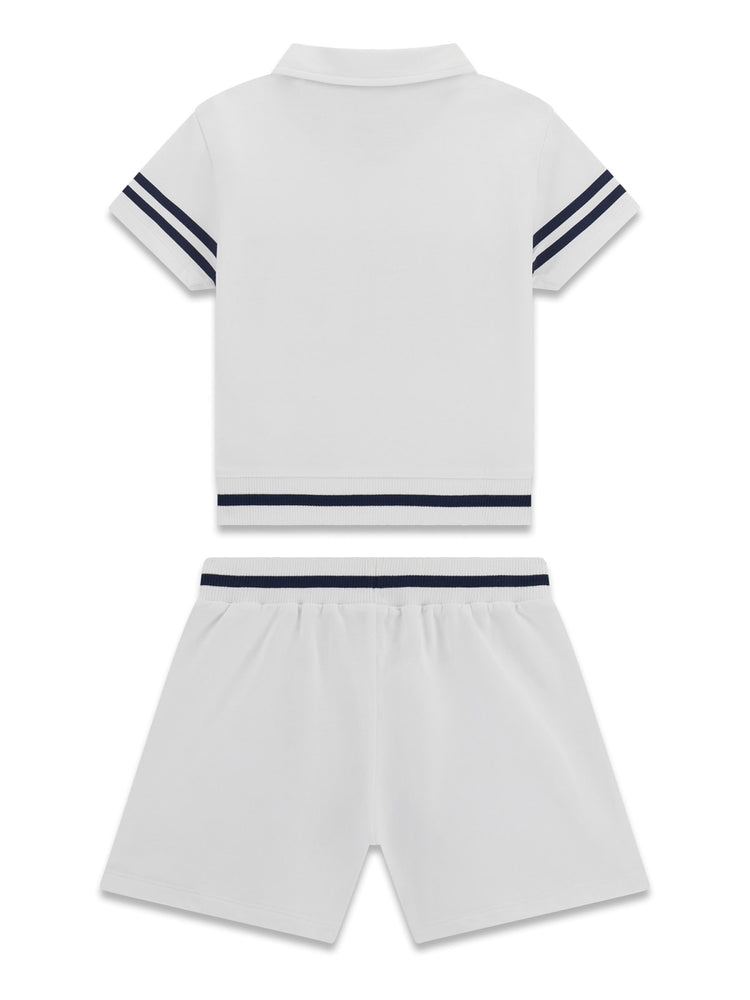 Completo college Guess polo e short - Bianco/Blu