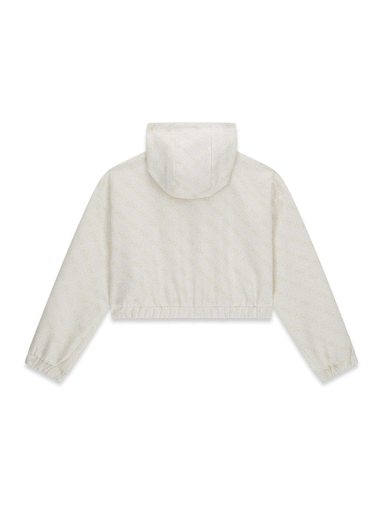 Giubbino Guess crop fondo panna logato