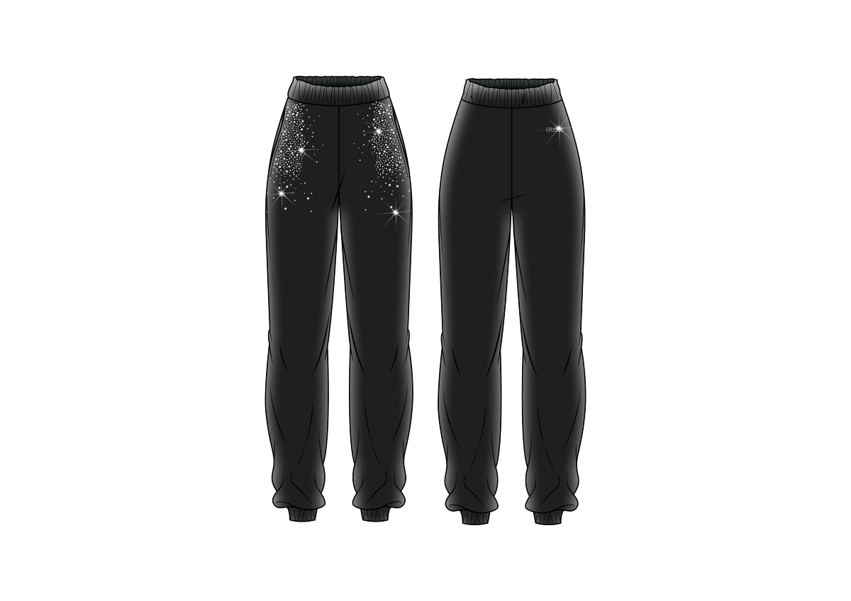 PANTALONE IN FELPA STRASS GUESS NERO