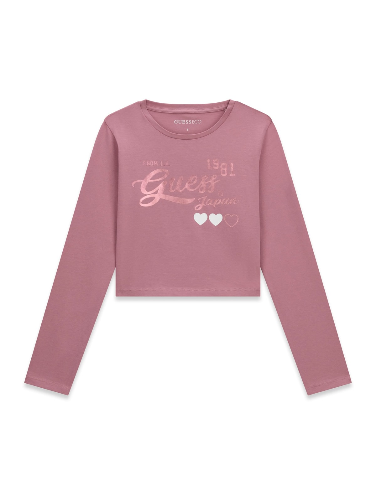 SHIRT GUESS ROSA CIPRIA CON CUORI BIANCHI