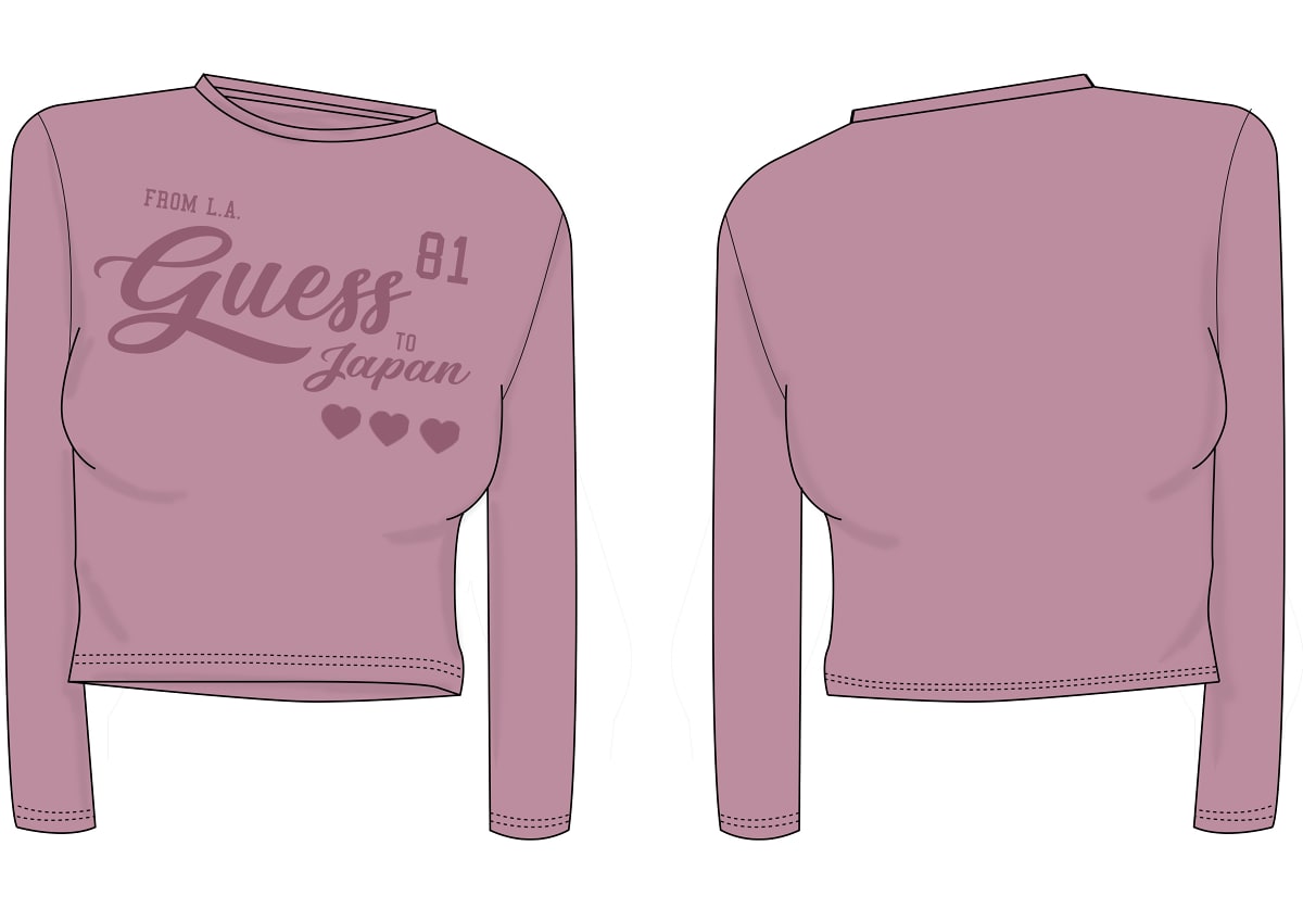SHIRT GUESS ROSA CIPRIA CON CUORI BIANCHI