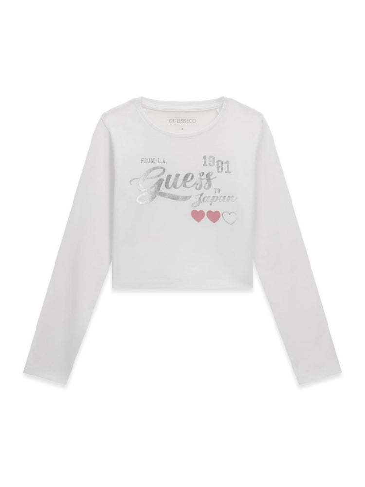 SHIRT GUESS BIANCA CON CUORI ROSSI