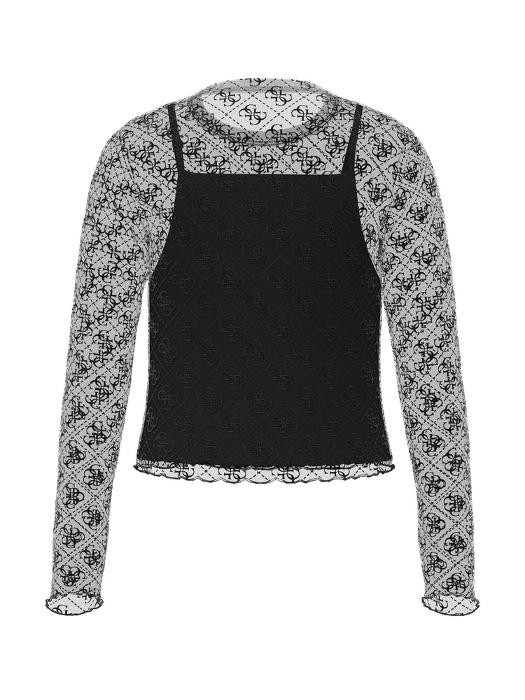 T-SHIRT GUESS MANICHE VELO FANTASIA LOGATA