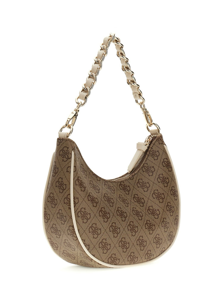BORSETTA MEZZA LUNA GUESS MARRONE  FANTASIA LOGATA