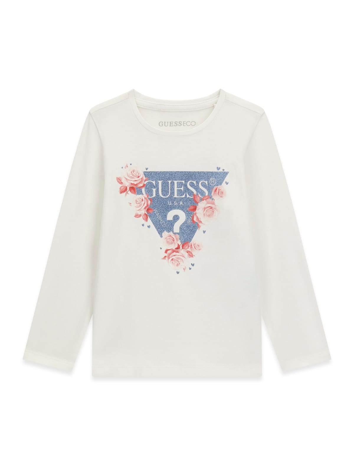 SHIRT GUESS BIANCA TRIANGOLO FIORI
