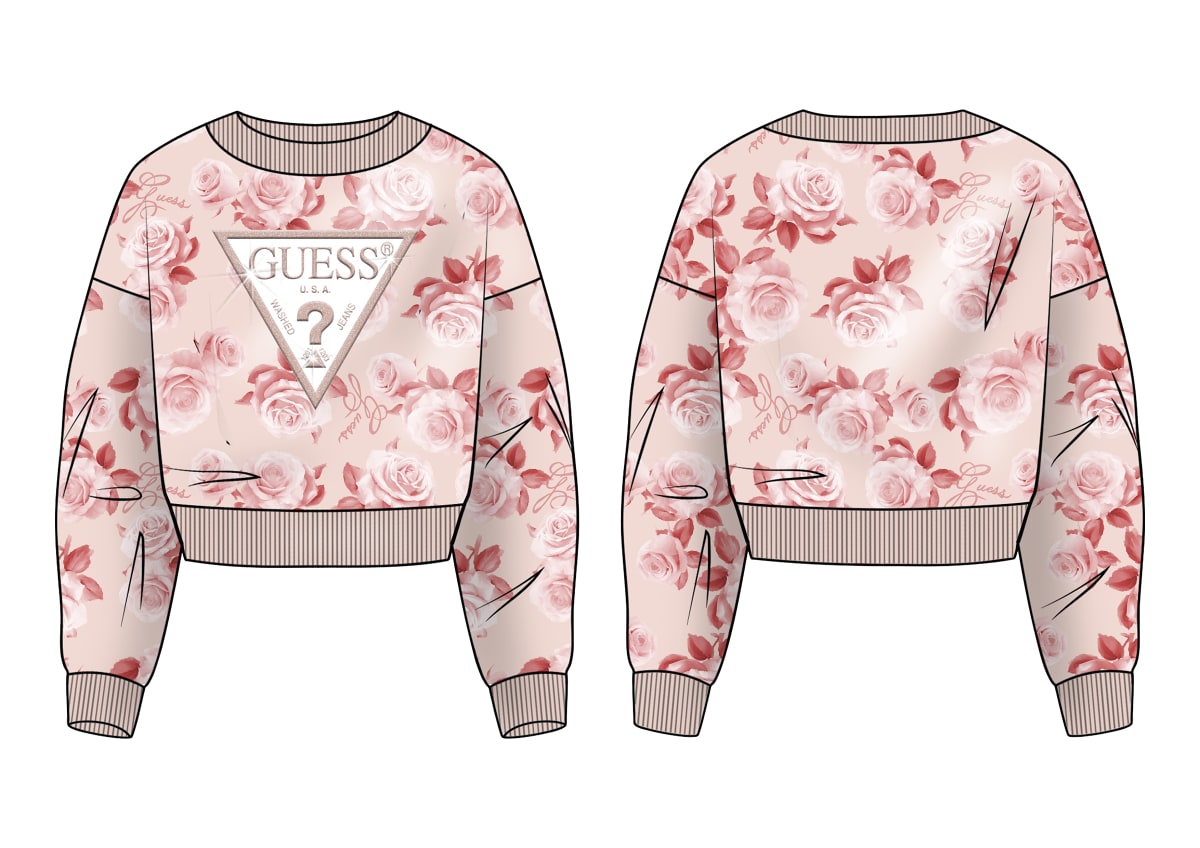 FELPA GIROCOLLO GUESS FANTASIA ROSE
