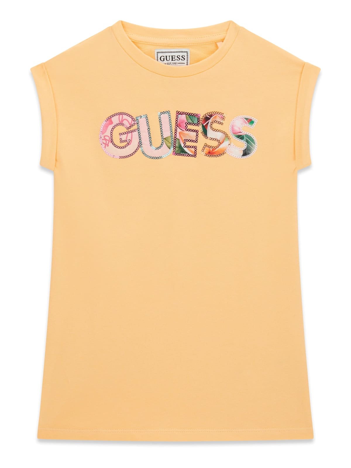 Abitino Guess in felpa con logo in paillettes - Arancio