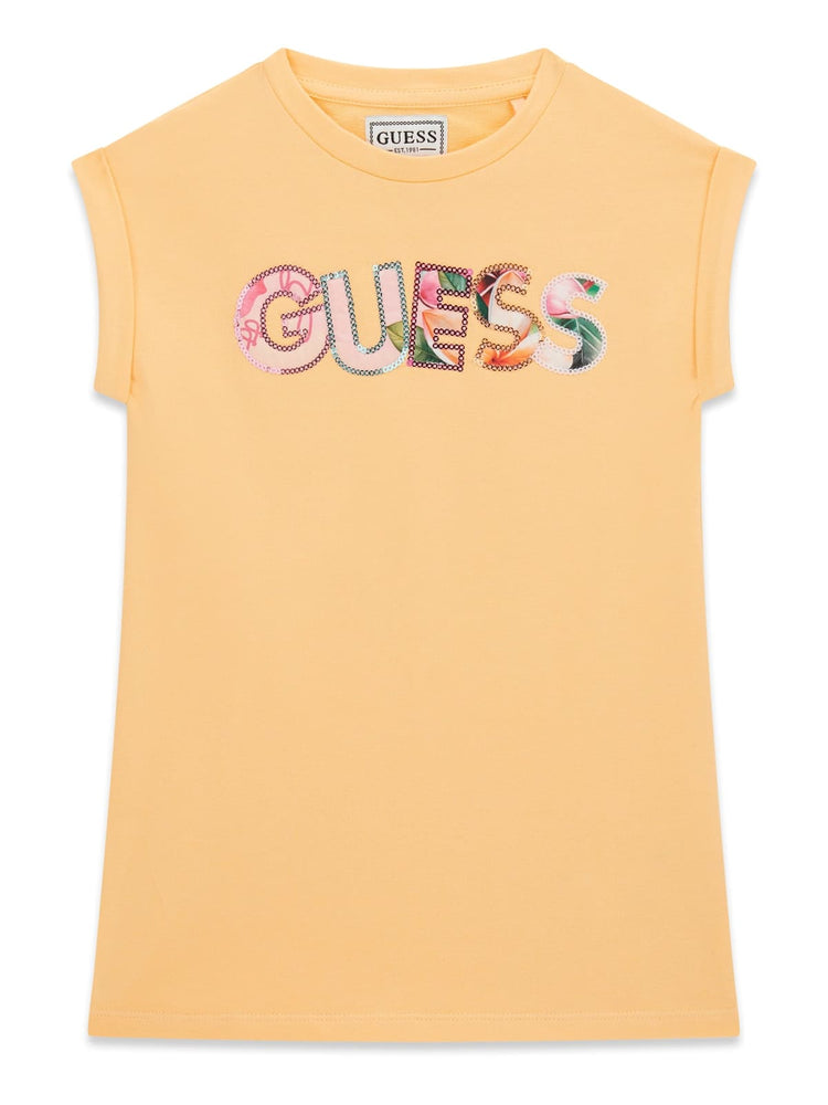 Abitino Guess in felpa con logo in paillettes - Arancio