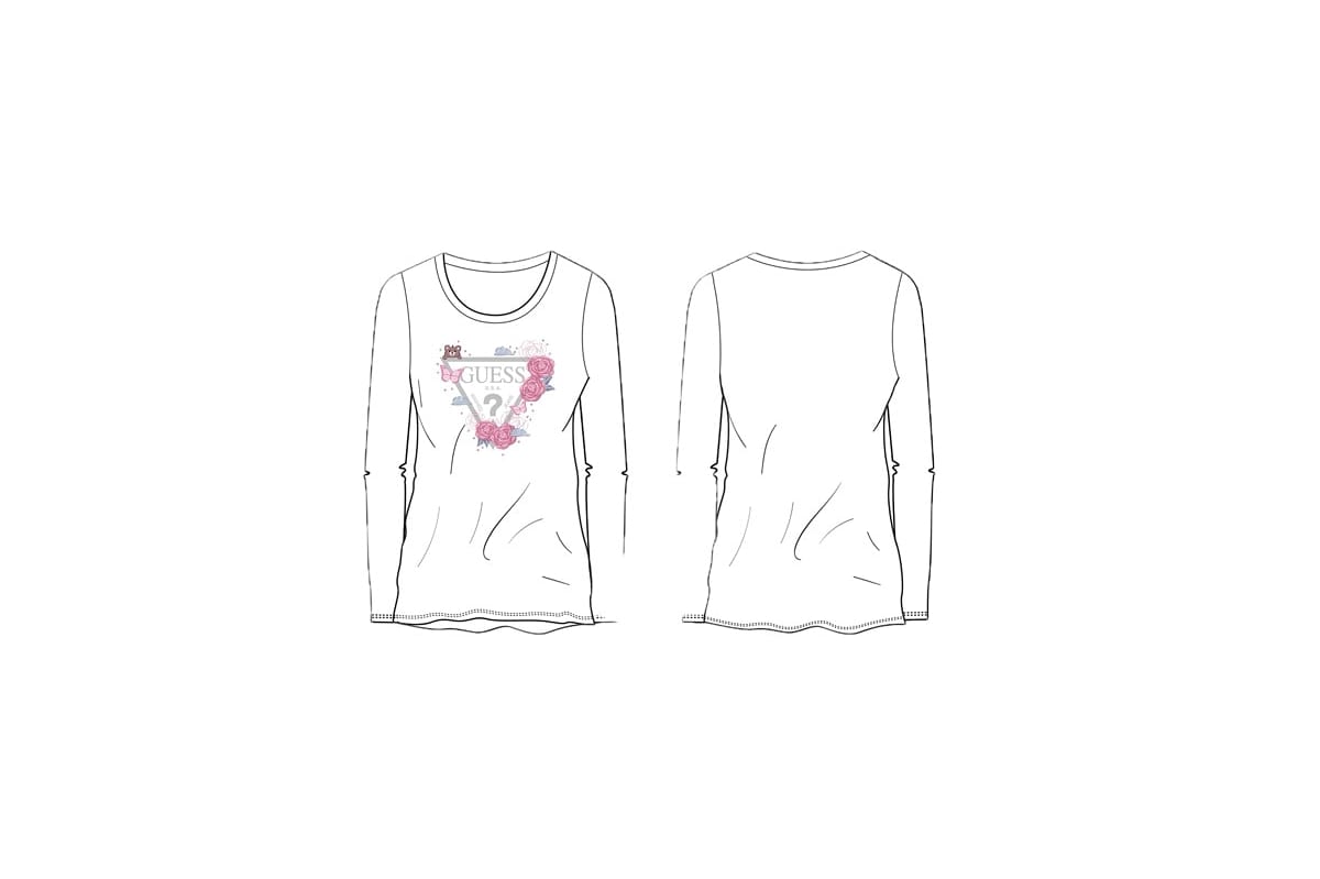 SHIRT GUESS BIANCA  ROSE RICAMATE