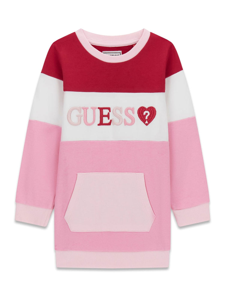 MAXIPULLIN FELPA GUESS TRICOLORE CON LOGO RICAMATO