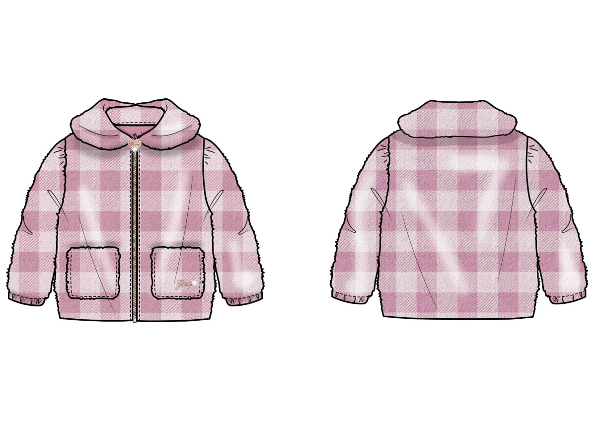 FULLZIP TEDDY ROSA A QUADRI