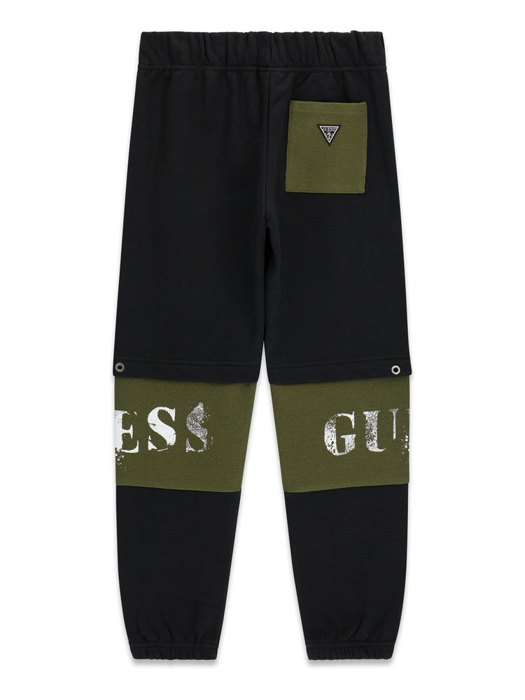 PANTALONE IN FELPA NERO/VERDE
