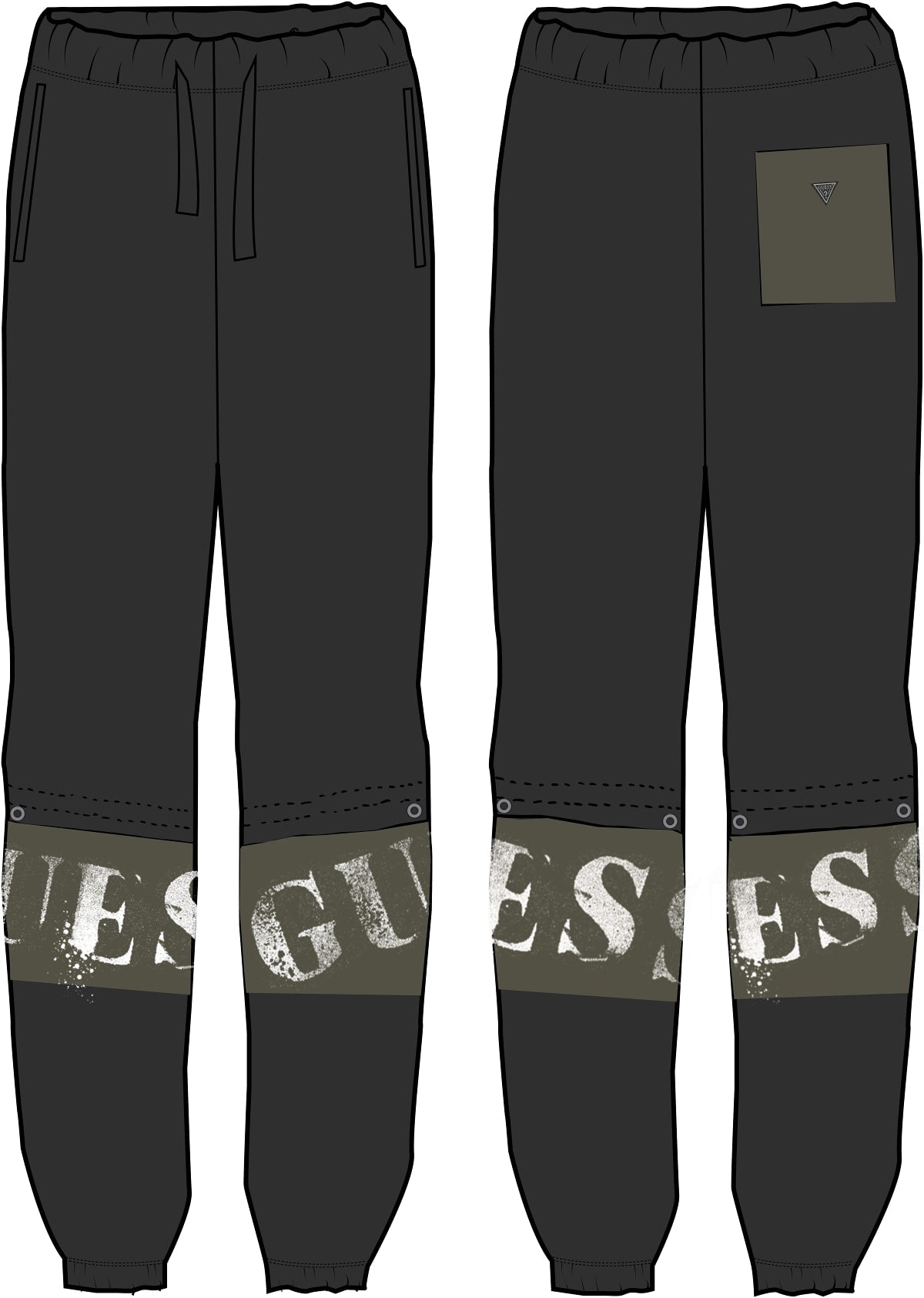 PANTALONE IN FELPA NERO/VERDE